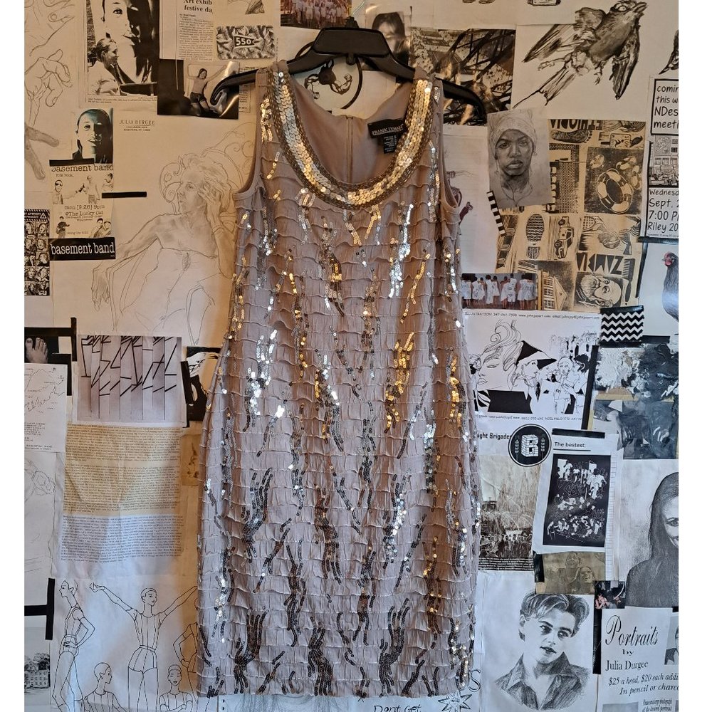 Sequined Stretch Silver Dress